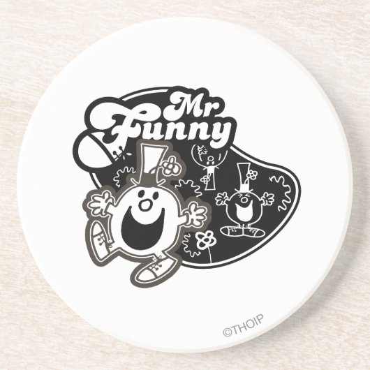 Schwarz-Weiß-Mr. Funny Getränkeuntersetzer (Vorne)