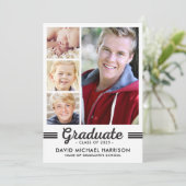 Schwarz-Weiß-Multi-Graduationspartei Einladung (Stehend Vorderseite)