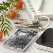 Schwarz-Weiß-Mums Schlüsselanhänger (Vorderseite rechts)