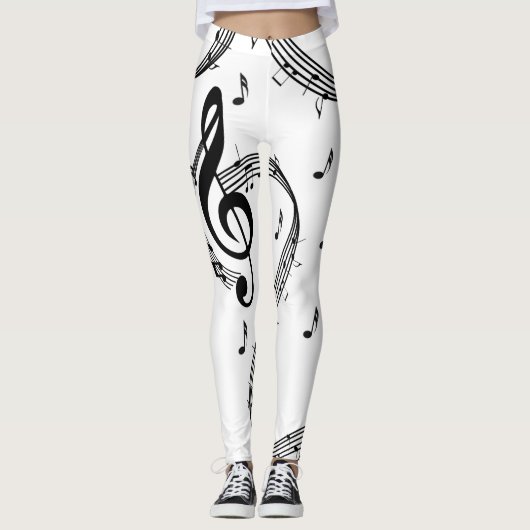 Schwarz-Weiß-Musik Leggings (Vorderseite)