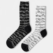 Schwarz-Weiß-Musik-Socken - Fehlanpassung bei Sock Socken (Linkes Detail)