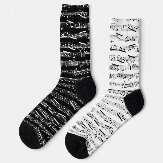 Schwarz-Weiß-Musik-Socken - Fehlanpassung bei Sock Socken (Linkes Detail)