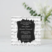 Schwarz-Weiß-Musik Thema Hochzeit Einladung (Stehend Vorderseite)
