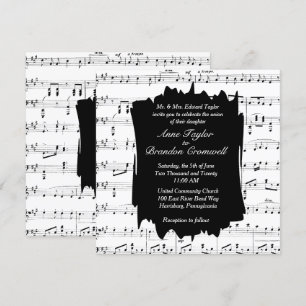Schwarz-Weiß-Musik Thema Hochzeit Einladung