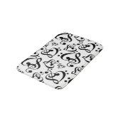 Schwarz-Weiß-Musiknote-Clef-Herz-Muster Badematte (Schrägansicht)