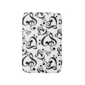 Schwarz-Weiß-Musiknote-Clef-Herz-Muster Badematte (Vorderseite Vertikal)