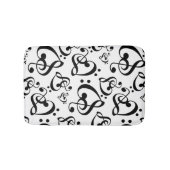 Schwarz-Weiß-Musiknote-Clef-Herz-Muster Badematte (Vorderseite)