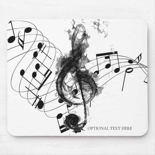 Schwarz-Weiß-Musiknote der Luxusklasse Mousepad (Vorne)