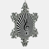 Schwarz-Weiß-Musiknote für Sternexplosion Schneeflocken Zinn-Ornament (Links)