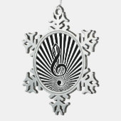 Schwarz-Weiß-Musiknote für Sternexplosion Schneeflocken Zinn-Ornament (Rechts)