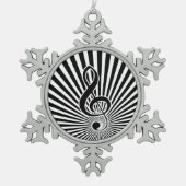 Schwarz-Weiß-Musiknote für Sternexplosion Schneeflocken Zinn-Ornament (Vorderseite)