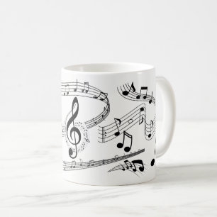 Schwarz-Weiß-Musiknote-Galerie mit großem Schrei Kaffeetasse