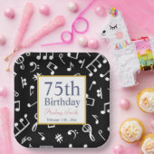 Schwarz-Weiß-Musiknote Musiker Geburtstag Pappteller (Party)