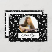 Schwarz-Weiß-Musiknote-Muster - Foto Dankeskarte (Vorne/Hinten)