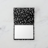 Schwarz-Weiß-Musiknote-Muster - Foto Dankeskarte (Innenseite)