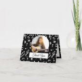 Schwarz-Weiß-Musiknote-Muster - Foto Dankeskarte (Vorderseite)