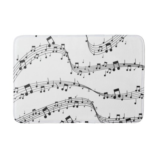 Schwarz-Weiß-Musiknote-Mustermusiker Badematte (Vorderseite)