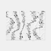 Schwarz-Weiß-Musiknote-Mustermusiker Fleecedecke (Vorderseite (Horizontal))