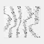 Schwarz-Weiß-Musiknote-Mustermusiker Fleecedecke (Vorderseite (Horizontal))