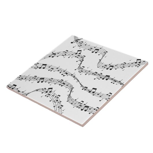 Schwarz-Weiß-Musiknote-Mustermusiker Fliese (Seite)