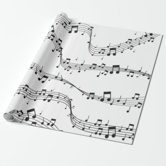 Schwarz-Weiß-Musiknote-Mustermusiker Geschenkpapier (Ungerollt)