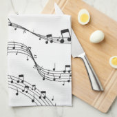 Schwarz-Weiß-Musiknote-Mustermusiker Geschirrtuch (Viertel Falte)