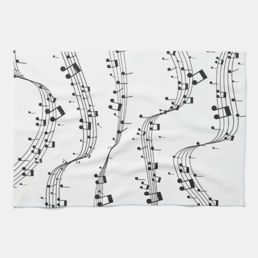 Schwarz-Weiß-Musiknote-Mustermusiker Geschirrtuch (Horizontal)