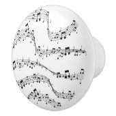 Schwarz-Weiß-Musiknote-Mustermusiker Keramikknauf (Rechts)