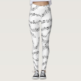 Schwarz-Weiß-Musiknote-Mustermusiker Leggings