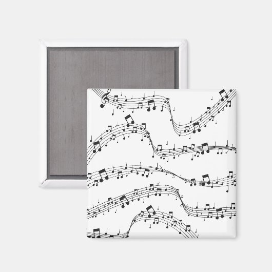 Schwarz-Weiß-Musiknote-Mustermusiker Magnet (Vorderseite/Rückseite)