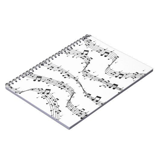Schwarz-Weiß-Musiknote-Mustermusiker Notizblock (Linke Seite)