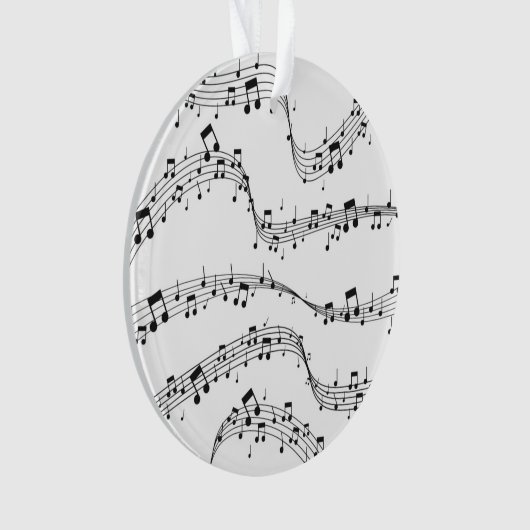 Schwarz-Weiß-Musiknote-Mustermusiker Ornament (Vorderseite)