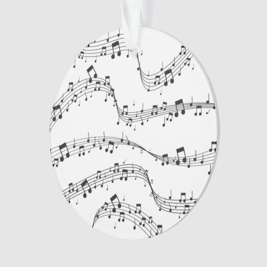 Schwarz-Weiß-Musiknote-Mustermusiker Ornament (Vorderseite)