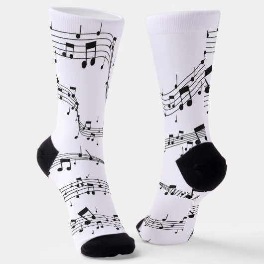 Schwarz-Weiß-Musiknote-Mustermusiker Socken (Gewinkelt)