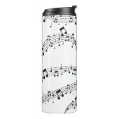 Schwarz-Weiß-Musiknote-Mustermusiker Thermosbecher (Nach links gedreht)