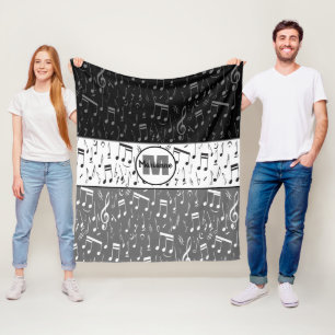 Schwarz-Weiß-Musiknoten-Fleecedecke Fleecedecke