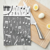 Schwarz-Weiß-Musiknoten Geschirrtuch (Viertel Falte)