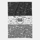Schwarz-Weiß-Musiknoten Geschirrtuch (Vertikal)