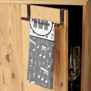 Schwarz-Weiß-Musiknoten Geschirrtuch