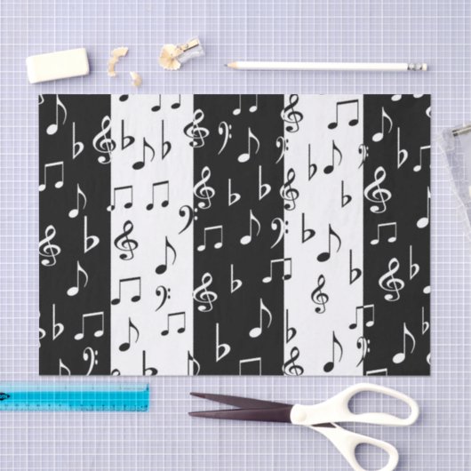 Schwarz-Weiß-Musiknoten - Gewebepapier Seidenpapier (Handwerk)