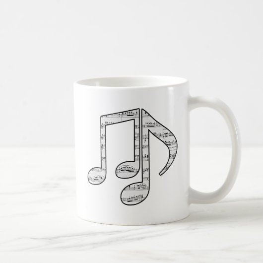 Schwarz-Weiß-Musiknoten Kaffeetasse (Rechts)