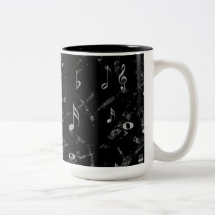 Schwarz-Weiß-Musiknoten Muster Kaffeemaschine Tass Zweifarbige Tasse