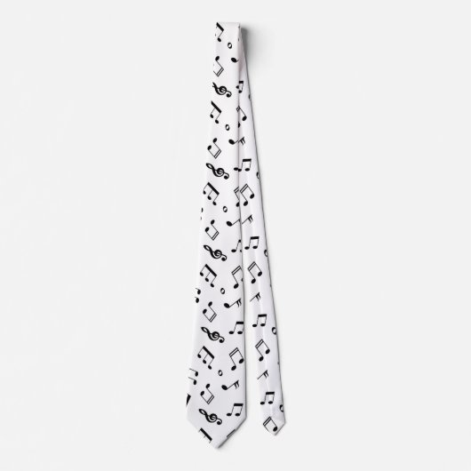 Schwarz-Weiß-Musiknoten-Muster Krawatte (Vorderseite)