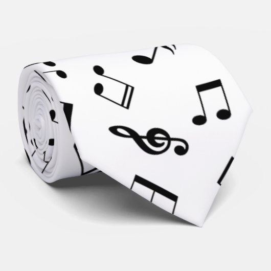 Schwarz-Weiß-Musiknoten-Muster Krawatte (Gerollt)