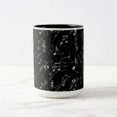Schwarz-Weiß-Musiknoten-Muster Zweifarbige Tasse (Mittel)