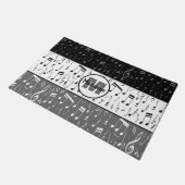 Schwarz-Weiß-Musiknoten-Türmchen Fußmatte (Schrägansicht)