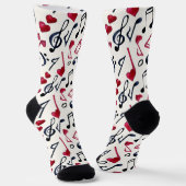 Schwarz-Weiß-Musiknoten und Symbole Socken (Gewinkelt)