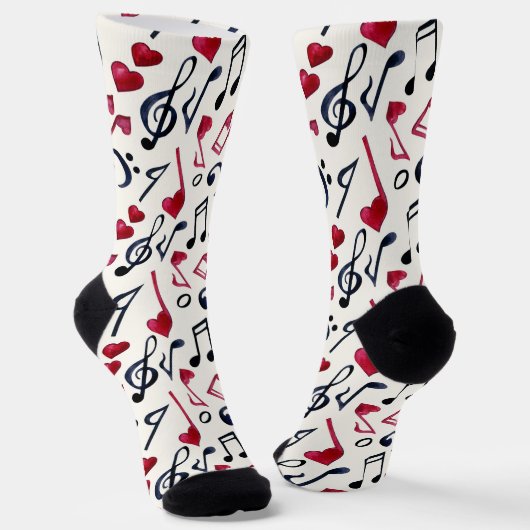 Schwarz-Weiß-Musiknoten und Symbole Socken (Gewinkelt)
