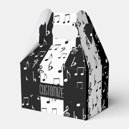 Schwarz-Weiß-Musikstreifen-Gable-Bevorzugung-Box Geschenkschachtel (Vorderseite)