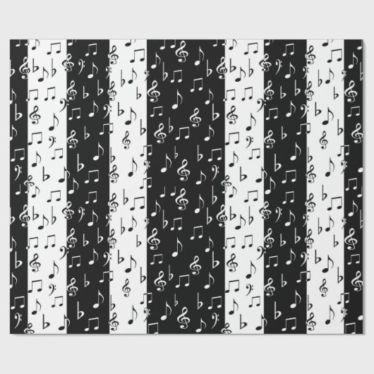 Schwarz-Weiß-Musikstreifen Geschenkpapier (Flach)